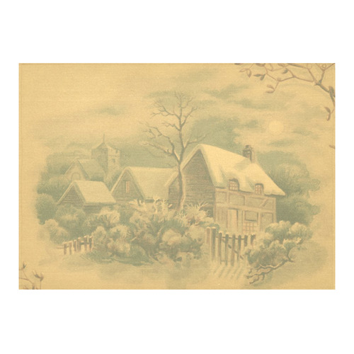 winter scene D Cotton Linen Tablecloth 60"x 84"