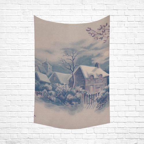 winter scene C Cotton Linen Wall Tapestry 60"x 90"