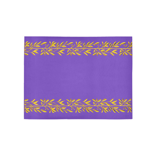Metallic Golden Leaves & Berries Border on Passionate Purple Area Rug 5'3''x4'