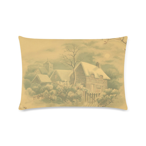 winter scene D Custom Zippered Pillow Case 16"x24"(Twin Sides)