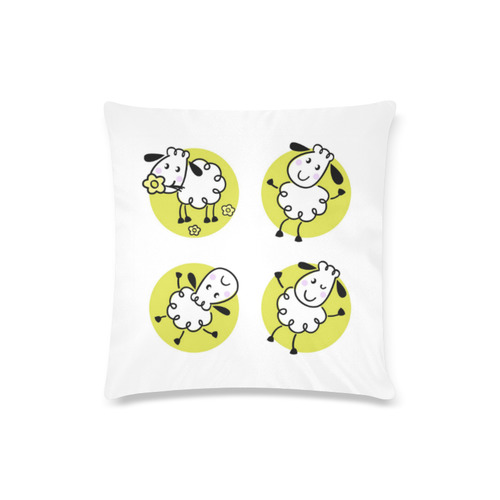 Cute wonderful Kids sheep design : white, black and green Custom Zippered Pillow Case 16"x16"(Twin Sides)