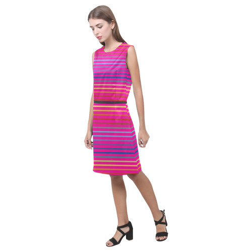 Narrow Flat Stripes Pattern Colored Eos Women's Sleeveless Dress (Model D01)