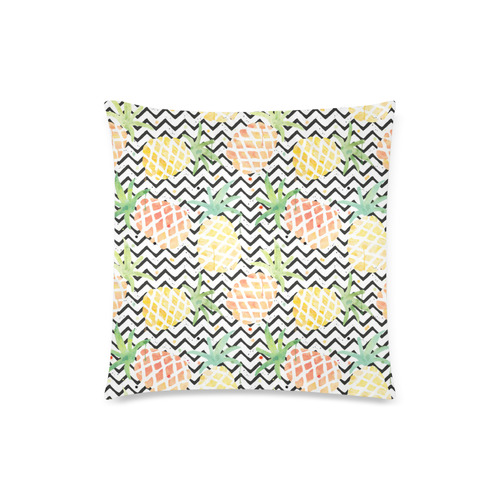 watercolor pineapple and chevron, pineapples Custom Zippered Pillow Case 18"x18" (one side)