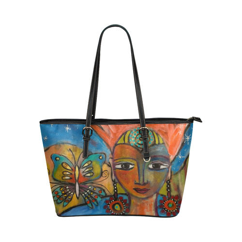 Aztec Princess Leather Tote Bag/Small (Model 1651)