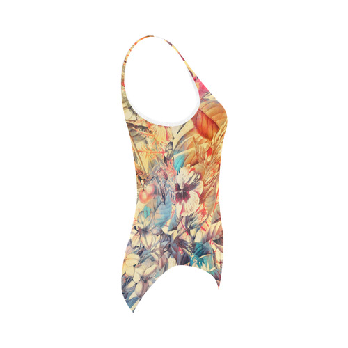 flowers 6 Vest One Piece Swimsuit (Model S04)