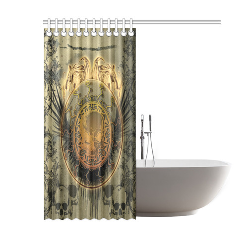 Awesome skulls on round button Shower Curtain 60"x72"