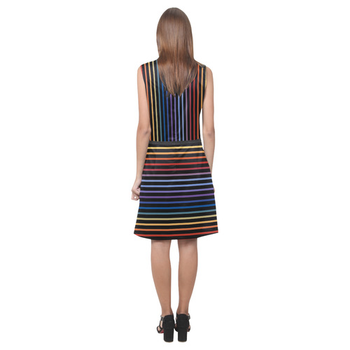 Narrow Flat Stripes Pattern Colored Eos Women's Sleeveless Dress (Model D01)