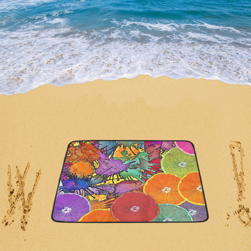 Pop Art Pattern Mix ORANGES SPLASHES multicolored Beach Mat 78"x 60"