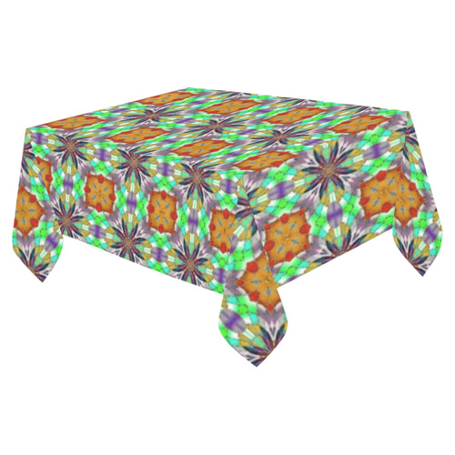 Topaz and Green Cotton Linen Tablecloth 52"x 70"