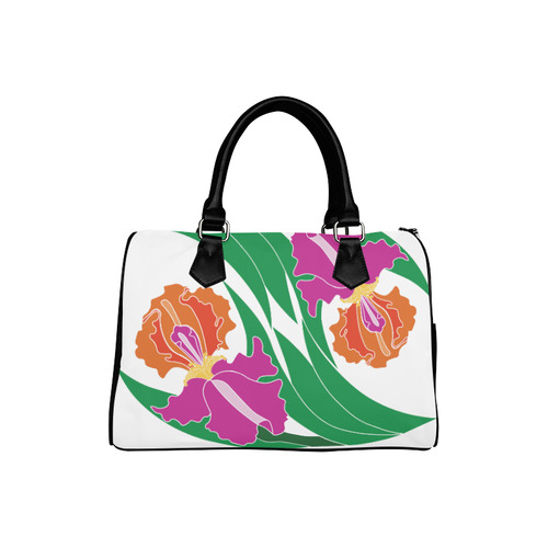 Pink and Orange Iris Yin Yang Boston Handbag (Model 1621)