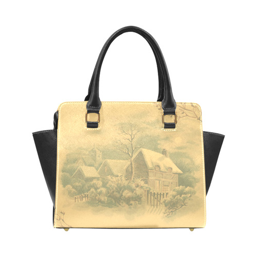 winter scene D Rivet Shoulder Handbag (Model 1645)