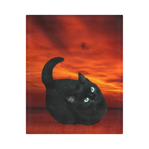 Cat and Red Sky Duvet Cover 86"x70" ( All-over-print)