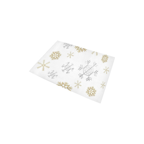 Silver and Gold Snowflakes on a White Background Area Rug 2'7"x 1'8‘’