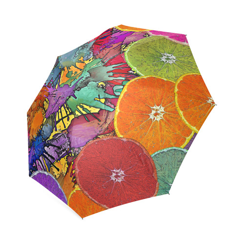 Pop Art Pattern Mix ORANGES SPLASHES multicolored Foldable Umbrella (Model U01)