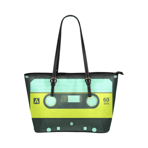 Cassette Tape Leather Tote Bag/Small (Model 1651)
