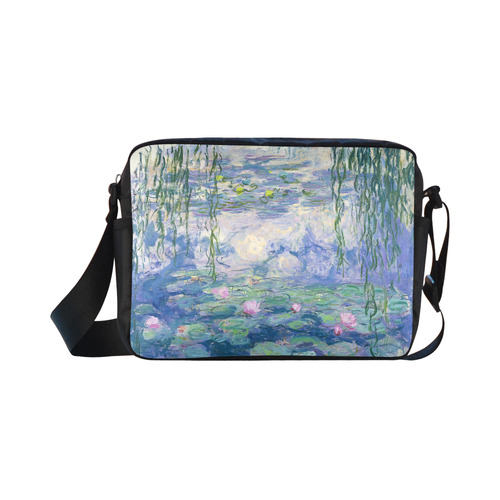 Monet Pink Water Lilies Floral Fine Art Classic Cross-body Nylon Bags (Model 1632)