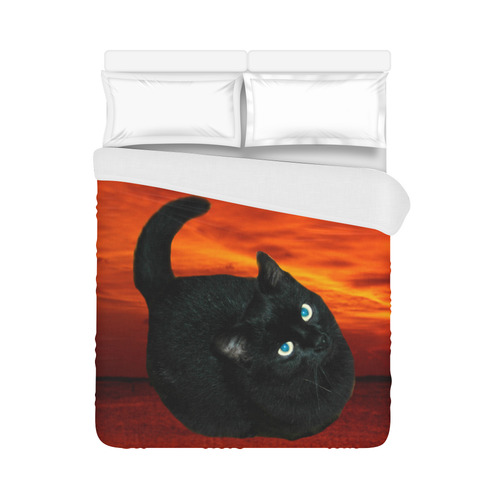 Cat and Red Sky Duvet Cover 86"x70" ( All-over-print)