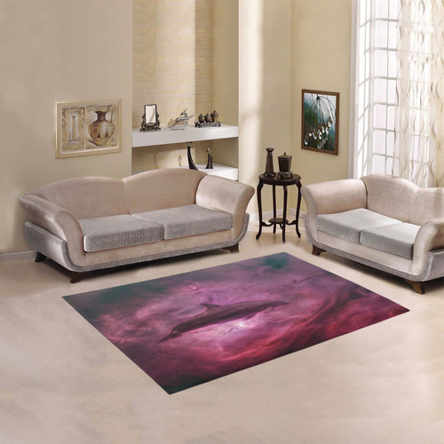 Dolphin in pink waters