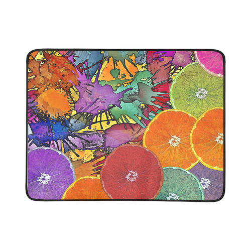 Pop Art Pattern Mix ORANGES SPLASHES multicolored Beach Mat 78"x 60"