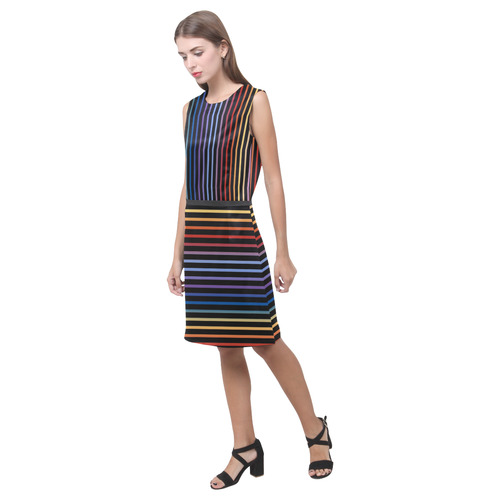 Narrow Flat Stripes Pattern Colored Eos Women's Sleeveless Dress (Model D01)