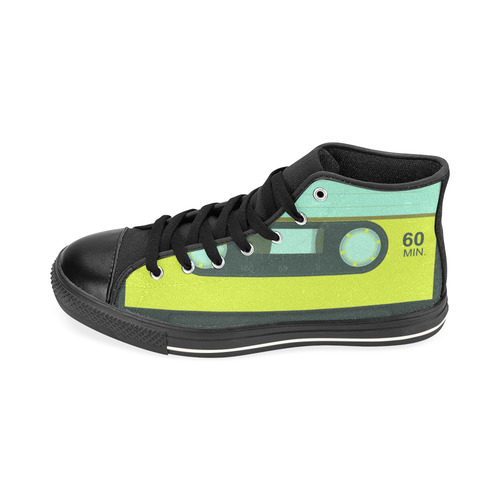 Cassette Tape High Top Canvas Women's Shoes/Large Size (Model 017)