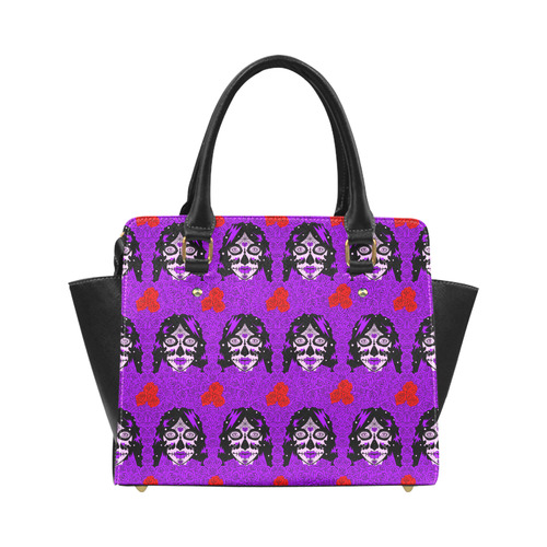 purple roses sugar skull Classic Shoulder Handbag (Model 1653)