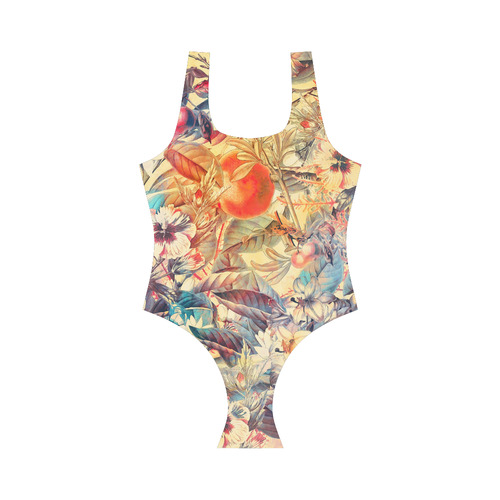 flowers 6 Vest One Piece Swimsuit (Model S04)