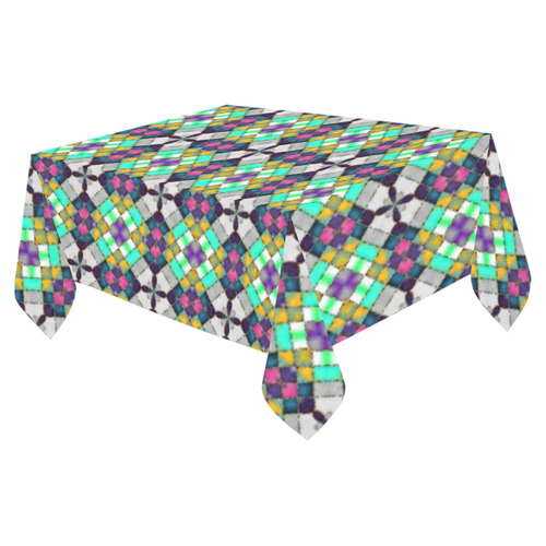 Colorful Quilt Pattern Cotton Linen Tablecloth 52"x 70"