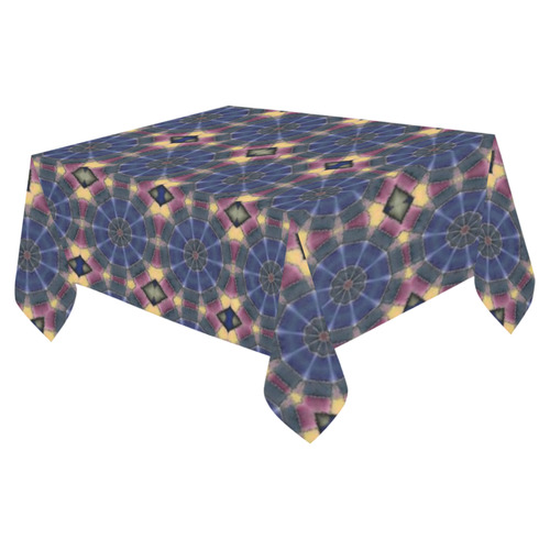 Blue Pinwheels Cotton Linen Tablecloth 52"x 70"