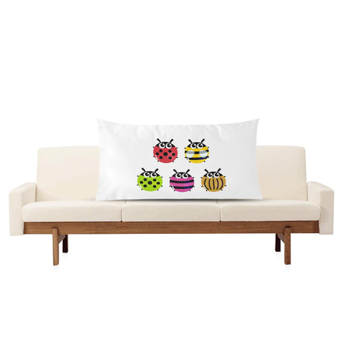 Cute little Bees designers pillow edition : colorful and white Rectangle Pillow Case 20"x36"(Twin Sides)
