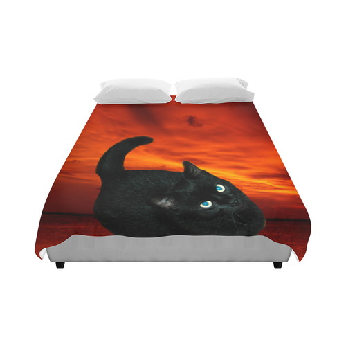 Cat and Red Sky Duvet Cover 86"x70" ( All-over-print)