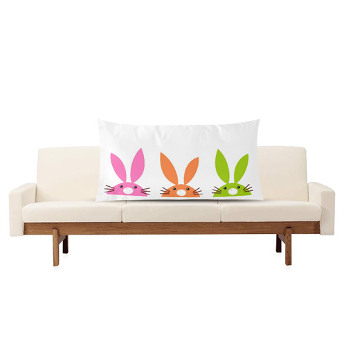 Bunnies cute Spring rectangle Pillow for Kids rooms Rectangle Pillow Case 20"x36"(Twin Sides)