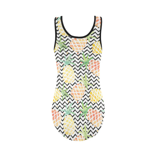 watercolor pineapple and chevron, pineapples Vest One Piece Swimsuit (Model S04)