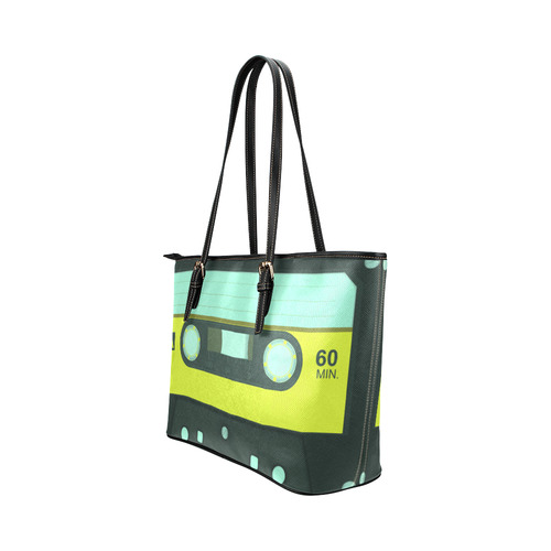 Cassette Tape Leather Tote Bag/Small (Model 1651)