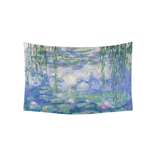 Monet Pink Water Lilies Floral Fine Art Cotton Linen Wall Tapestry 60"x 40"