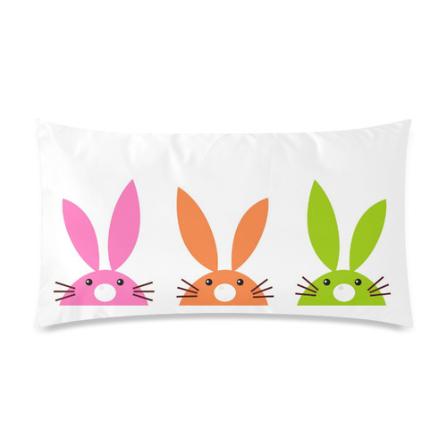 Bunnies cute Spring rectangle Pillow for Kids rooms Rectangle Pillow Case 20"x36"(Twin Sides)