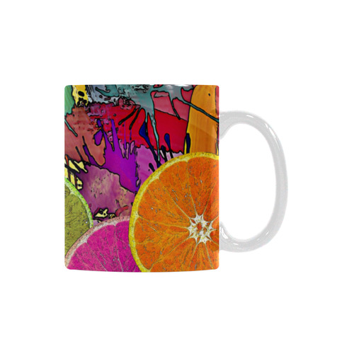 Pop Art Pattern Mix ORANGES SPLASHES multicolored White Mug(11OZ)