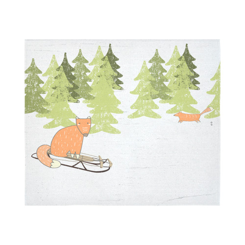 Fox wild animal mammal forest winter Cotton Linen Wall Tapestry 60"x 51"