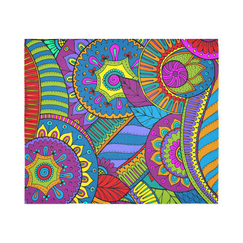 Pop Art PAISLEY Ornaments Pattern multicolored Cotton Linen Wall Tapestry 60"x 51"