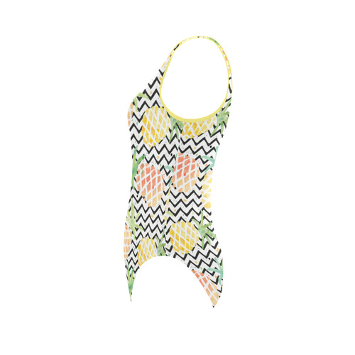 watercolor pineapple and chevron, pineapples Vest One Piece Swimsuit (Model S04)