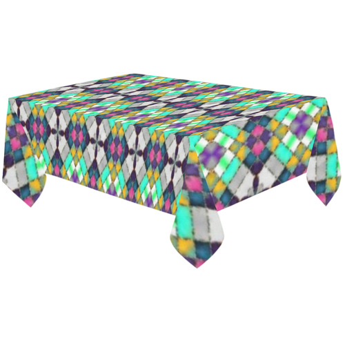 Colorful Quilt Pattern Cotton Linen Tablecloth 60"x120"