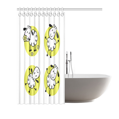 Original designers bathroom Shower curtain : Lamb bee Kids design / illustration Shower Curtain 72"x72"