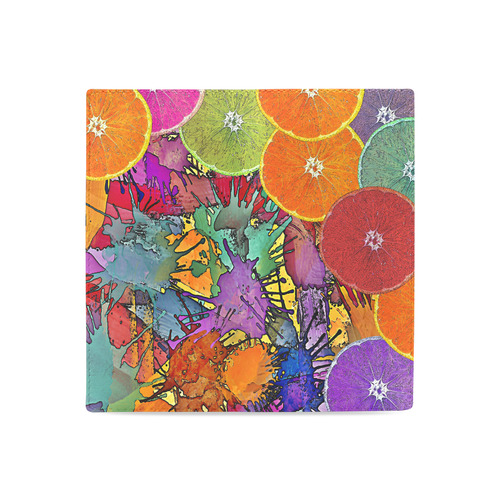 Pop Art Pattern Mix ORANGES SPLASHES multicolored Women's Leather Wallet (Model 1611)
