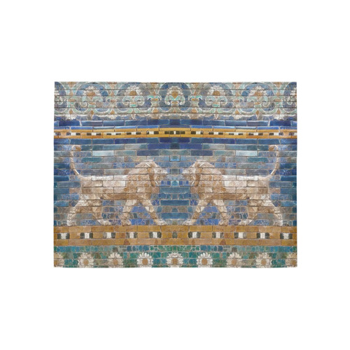 Two Lions And Daisis Mosaic Area Rug 5'3''x4'