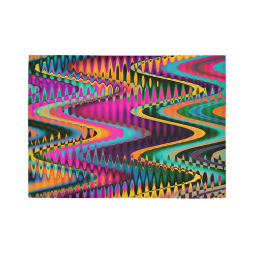 WAVES DISTORTION chevrons multicolored Area Rug7'x5'