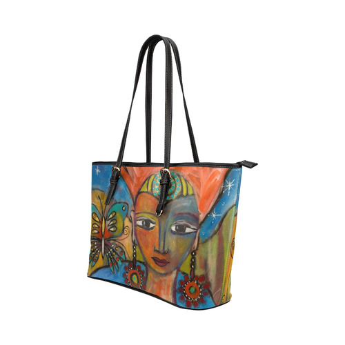 Aztec Princess Leather Tote Bag/Small (Model 1651)