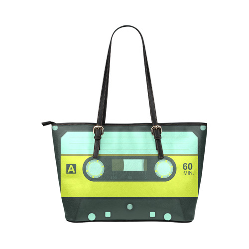 Cassette Tape Leather Tote Bag/Small (Model 1651)