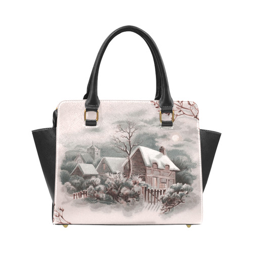 winter scene A Rivet Shoulder Handbag (Model 1645)