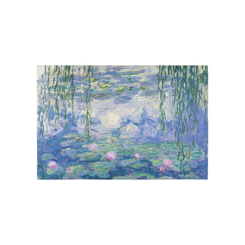 Monet Pink Water Lilies Floral Fine Art Cotton Linen Wall Tapestry 60"x 40"