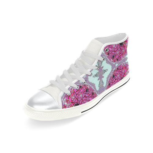 Cherry Blossoms and Rose Gardens Fractal High Top Canvas Women's Shoes/Large Size (Model 017)